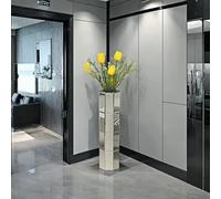 28" Tall Floor Vase, Mirror Silver Large Flower Vases for Home Decor, Mirrored Glass Decorative Modern Vase for Living Room,Office,Centerpiece (Silver Octagon:7.1''L X 7.1''W X 28''H)