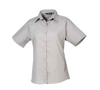 Premier Women's Poplin Short-Sleeved Blouse in Silver | Size: 28 Premier Silver 28
