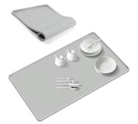 28 x 22 inches Silicone Draining Mat, Kalolary Non Slip Silicone Dish Drying Mat Heat Resistant Folding Draining Board Mat Easy to Clean Counter Drying Mat for Home Kitchen Coffee Bar Sink