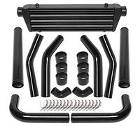 28" x 7" x 2.5" Universal Turbo Intercooler Kit with Intercooler + 8pcs Bent Pipes + 6pcs Straight Couplers + 2pcs 90 Degrees Elbow Couplers + 16pcs Clamps Black (8Pcs Black)