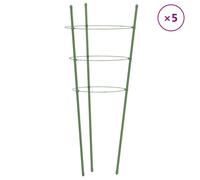 Garden Plant Supports 5pcs Green 28x75cm Steel PP-Coated Tomato Cage Stakes Set