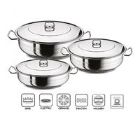 (28 x 8 cm) GEEZY GASTRO Premium Shallow Casserole Pot And Lid Stainless Steel Saute Pan Induction