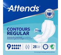 Attends Incontinence Pads Contours Regular 9 - Pack of 28