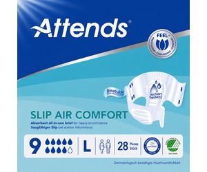 28 x Attends Slip Air Comfort 9 | Large | Adult Unisex Slips | 1 Pack of 28