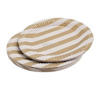 28 x GOLD STRIPED ROUND PAPER PLATES - 18cm/7" inch quality durable plates ideal for hot and cold food