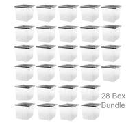 28 x Plastic Storage Boxes 110 Litres Extra Large - Clear & Black Supa Nova by Strata