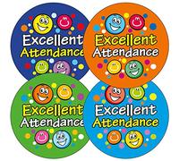 280 Excellent Attendance Smiley Pupils Childrens Reward Praise Stickers 37mm Primary Teaching Services