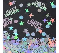 280 Pcs Happy Birthday Confetti for Table,Iridescent Star Round Letters Decorations Glitter Multi Coloured Confetti Personalised Colorful Sparkle Card for Birthday Party Congratulations Decoration