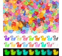 280 pcs Luminous Mini Resin Ducks, Glow in The Dark Tiny Ducks Figures to Hide, Bulk Plastic Duck Miniature for Dollhouse Micro Landscape Aquarium Potted Cake Decor DIY Craft Gifts Party Favors