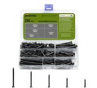 280 Pcs Wall Nails for Wood Nailss, Masonry Nails for Brick Walls, Assorted Picture Nailss, for Fixing Indoor Outdoor DIY Carpentry Fencing Fence Drywall Concrete Wall Nail Set(Black)