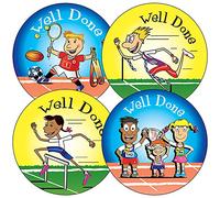 280 Well Done Sports Day Motivational Childrens Pupils School Teachers Praise Reward Stickers Value Pack 37mm Primary Teaching Services