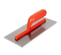 280 x 120 mm Adhesive Trowel - Smooth 11 x 4.7 Inch Tiling Trowel, Comfortable Plastic Handle, Stainless Steel, 7mm Notches (Adhesive Trowel)