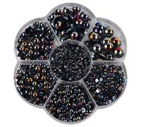 2800 Pcs Half Pearl Flatback Beads Satin Luster Plastic,Black | ABS material,satin luster,half round flatback,2800 pieces in box,sizes 2mm to 10mm,for DIY crafts,clothes