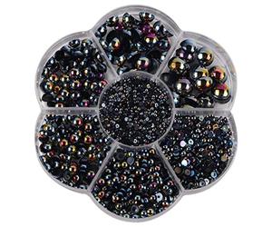 2800 Pcs Half Pearl Flatback Beads Satin Luster Plastic,Black | ABS material,satin luster,half round flatback,2800 pieces in box,sizes 2mm to 10mm,for DIY crafts,clothes