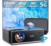 FUDONI Projector with 5G WiFi and Bluetooth, 1080P 18000L Outdoor Projector with HDMI and USB, Max 300" Display Zoom Function for Movies & Gaming, Compatible with TV Stick/Phone/Laptop