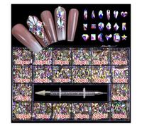 2800Pcs Box Luxury Rhinestone Nail Crystals 3D Flat Gem Decoration Set(21 Shape AB)