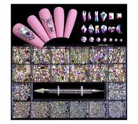 2800Pcs Box Luxury Rhinestone Nail Crystals 3D Flat Gem Decoration Set(AB)