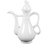 280ml Ceramic Wine Jug, Chinese Style Sake Pot with Smooth Pouring | White Finish, Carved Flower Pattern, Compact Shape, for Liquor Service, Home Dining Tables and Restaurant Staff