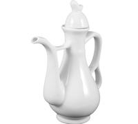 280ml Ceramic Wine Jug, White Chinese Sake Pot for Home Dining Tables | Smooth Carved Flower Pattern, Compact Shape, Controlled Pouring, Comfortable to Hold for Bars and Restaurant Staff