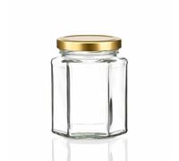 280ml Hexagonal Glass Jar with Twist-Off Lid | Honey, Jam & Chutney Jars | Clear Preserve & Sauce Jar | J&B (24)