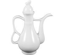 280ml White Ceramic Wine Jug, Chinese Rice Wine Pot for Home | Flower Carving, Smooth Surface, Compact Tabletop Serving, Suitable for Liquor, Restaurants, Bars and Entertaining