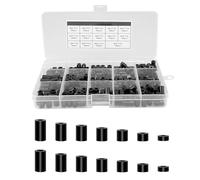 280pcs ABS Round Spacer Washer Assortment Kit，M3 M4 Screws Nylon Non Threaded Column Standoff Support Spacers with Plastic Box(Black)