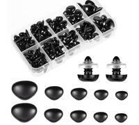 280pcs Black Plastic Safety Noses 5 Sizes Triangle Nose Animal Safety Noses with Washers for Amigurumi Crochet Bears Dog Crafts Plushies Craft Doll Puppet Plush Bear Accessories