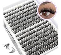 280pcs Cluster Lashes C Curl,Individual Lashes With a Tweezer,Wispy Fluffy False Eyelashes DIY Natural Eyelash Extension Kit,Individual Russian Cluster Lashes Kit at Home Reusable(30P+40P, 9-16mm)