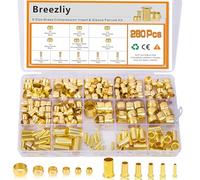 280PCS Compression Fittings Assortment kit - 6 Sizes Brass Compression Sleeve Ferrule & Insert, Connect for Air, Water, Fuel, Oil and Inert Gases