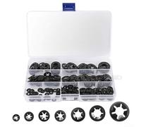 280pcs Internal Tooth Lock Washers Kit M3-m12 Serrated Star Washers Made Of 65mn Manganese Steel For Mechanical Equipment And Industrial Shock Absorption With Transparent Storage Case Black Finish