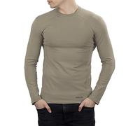 281Z Mens Military Stretch Cotton Long Sleeve T-Shirt - Tactical Hiking Outdoor Undershirt - Punisher Combat Line, Tan, Large
