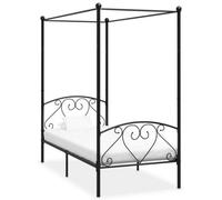 284433 Vidaxl Canopy Bed Frame Without Mattress Black Metal 90X200 Cm