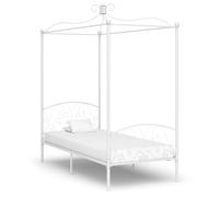 284468 vidaXL Canopy Bed Frame without Mattress White Metal 90x200 cm