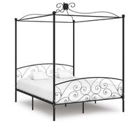 284478 vidaXL Canopy Bed Frame without Mattress Black Metal 160x200 cm