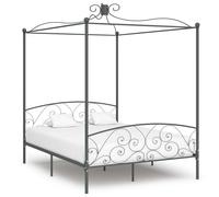284484 vidaXL Canopy Bed Frame without Mattress Grey Metal 160x200 cm