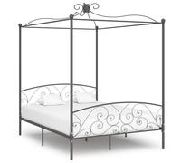 vidaXL Canopy Bed Frame Grey Metal 180x200 cm 6FT Super King, Grey