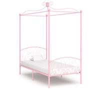 284487 vidaXL Canopy Bed Frame without Mattress Pink Metal 100x200 cm