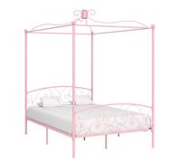 284488 vidaXL Canopy Bed Frame without Mattress Pink Metal 120x200 cm