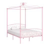 284489 vidaXL Canopy Bed Frame without Mattress Pink Metal 140x200 cm