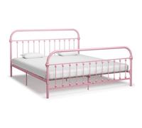 284515 Vidaxl Bed Frame Without Mattress Pink Metal 180X200 Cm Super King