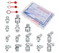 285 Pcs Hydraulic Grease Nipple Fitting Assortment Kit Hydraulic Grease Fittings Standard with Plastic Fitting Cap - 1/4" 1/8" M6 M8 M10 Straight 90 Degree 45 Degree Angled Zerks