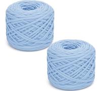285gx2 Chunky Tshirt Yarn for Crocheting,2 CM Wide Thick Crochet Elastic Fabric,Hand Knitting T-Shirt Yarn for Crochet Cushion,Doll,Basket,Bag and Blanket(Sky Blue)