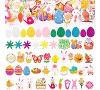 286pcs Easter Foam Stickers Glitter Self-Adhesive Stickers Eggs Rabbit Carrot Happy Easter for Easter Party DIY Crafts Supplies Card Making Gift Decoration