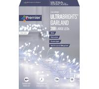 288 LED 1.8m Premier Outdoor 8 Function Christmas Garland Wire Lights in White