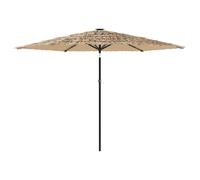 vidaXL Garden Parasol with LEDs and Steel Pole Brown 288x288x225 cm HOT