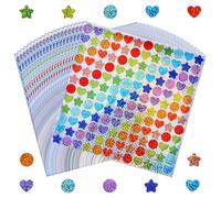 2880PCS Holographic Star/Heart/Round Stickers, 20 Sheets Colorful Glitter Stickers, Sparkly Reward Sticker, Shiny Small Star Sticker for Planner, School, Classroom, Student and Teacher Supplies