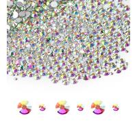2880Pcs Silver Crystal Rhinestones, 2mm/4mm Bling Crystal Diamantes, Reflective Crystal Diamantes, Brightness Flat Back Rhinestones, Non-Stick Diamantes for Nail Art & Scrapbooking (Color Silver)