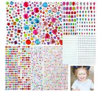 2883 Pcs Gem Stickers, Self Adhesive Gems for Grafting, Stick on Gems Various Shapes Multicoloured Sticky Gems for Kids DIY Face Fingernails Deco