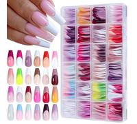 288pcs Colorful Press On Nails Full Coverage Glossy False In Various Sizes For Salons And Decoration Quick Nail Solution