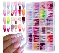 288pcs Glossy Artificial Nails Full Coverage Multicolor Press On Fingernails Stick On Nails With Storage Case Nail Tips